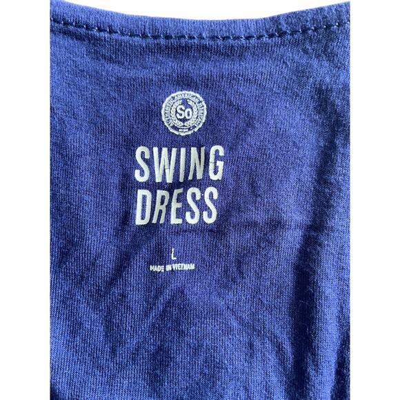 SO, SIZE L, SWING DRESS, BLUE, DASIES, HALTER, BUST COVERAGE - Picture 3 of 4